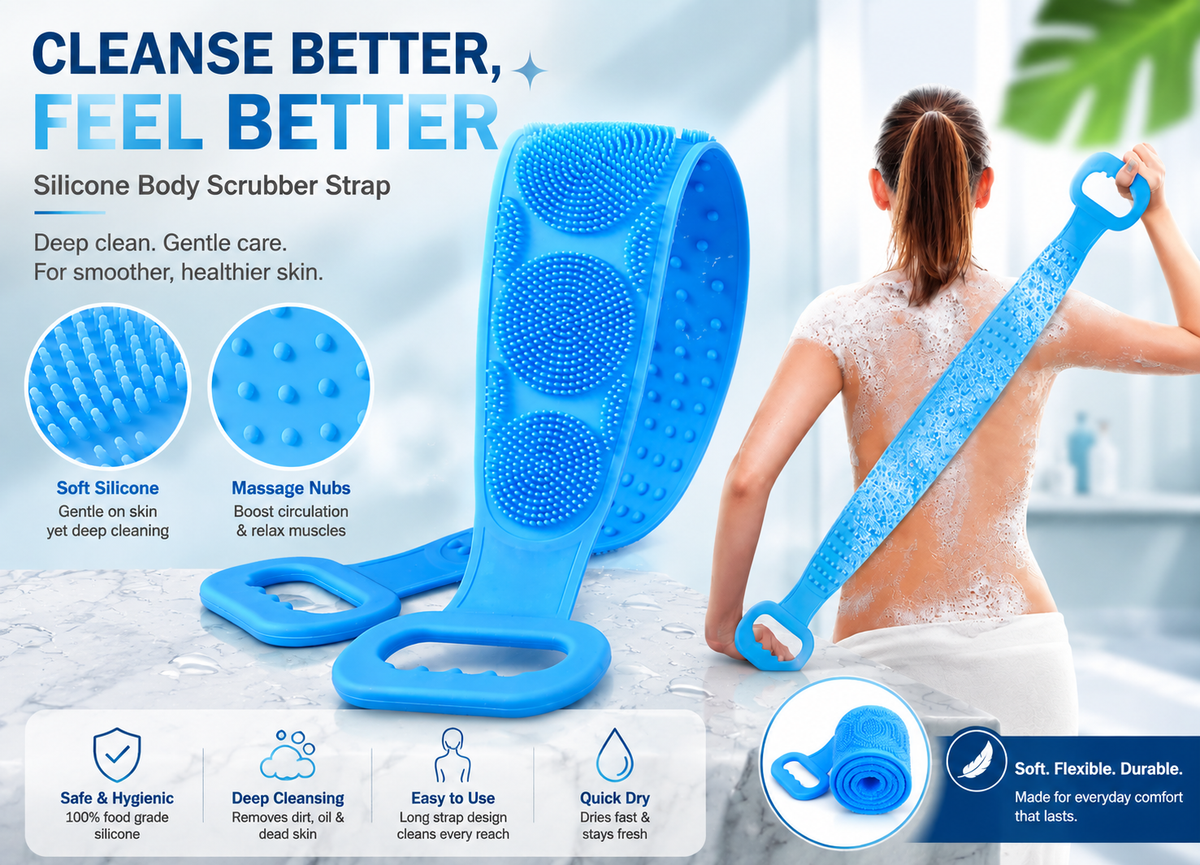 2-in-1 Double-Sided Silicone Bath Scrubber