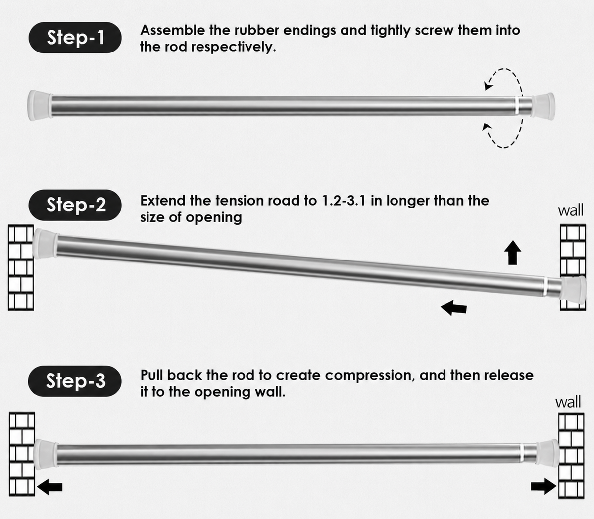 Drill-Free Adjustable Space-Saving Rod
