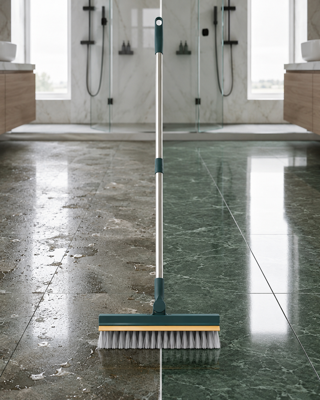 2-in-1 Floor Scrub Brush with Wiper – Effortless Deep Cleaning