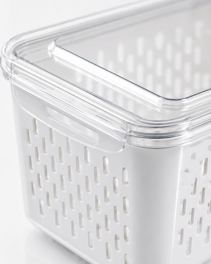 Fridge Organizer Storage Boxes with Drain Basket | Pack of 4
