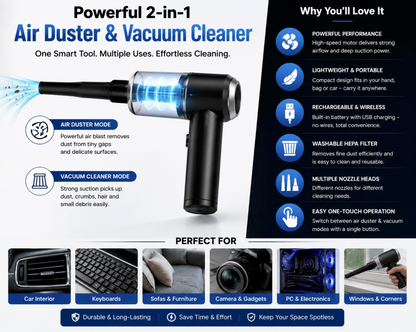LifeEase™ AirBlast Pro | 2-in-1 Air Duster & Vacuum Cleaner