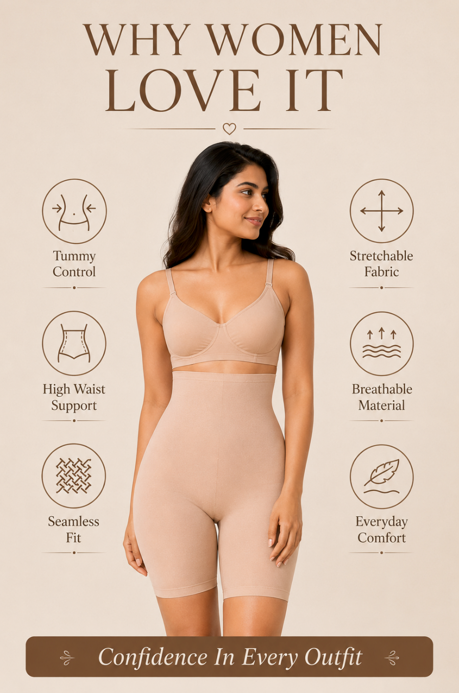 Instant Tummy Control Body Shaper for Women – High Waist Shapewear
