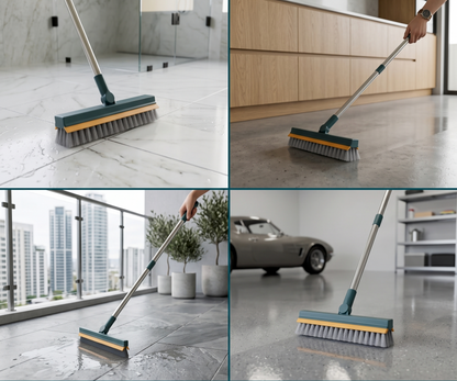 2-in-1 Floor Scrub Brush with Wiper – Effortless Deep Cleaning