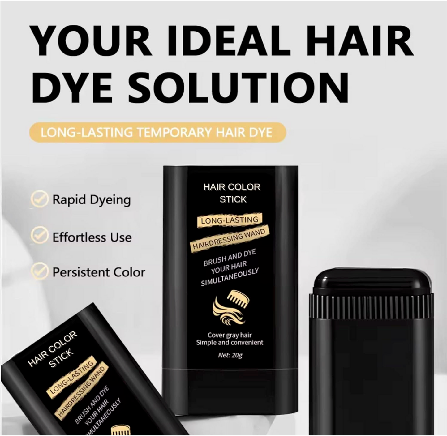 Instant Hair Dye Stick with Built-in Comb | Cover Grey Hair in Minutes