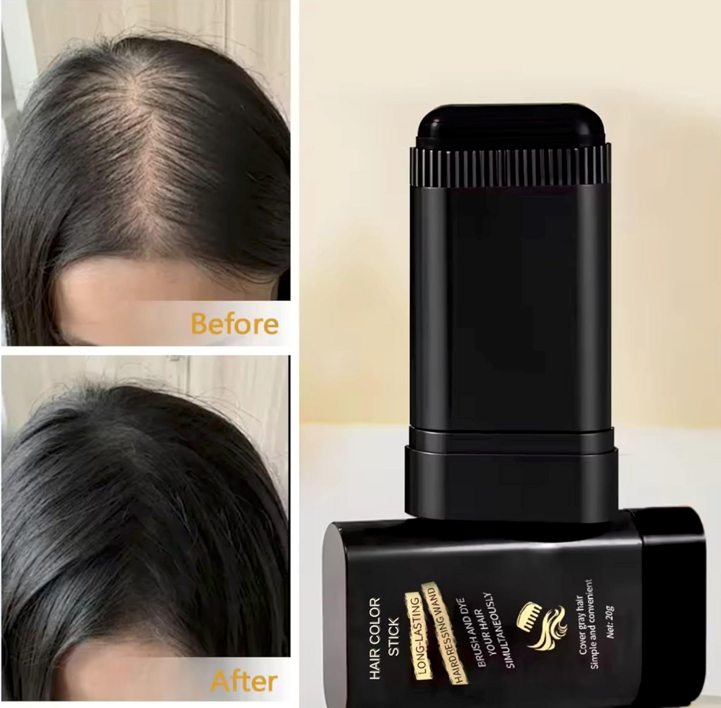 Instant Hair Dye Stick with Built-in Comb | Cover Grey Hair in Minutes