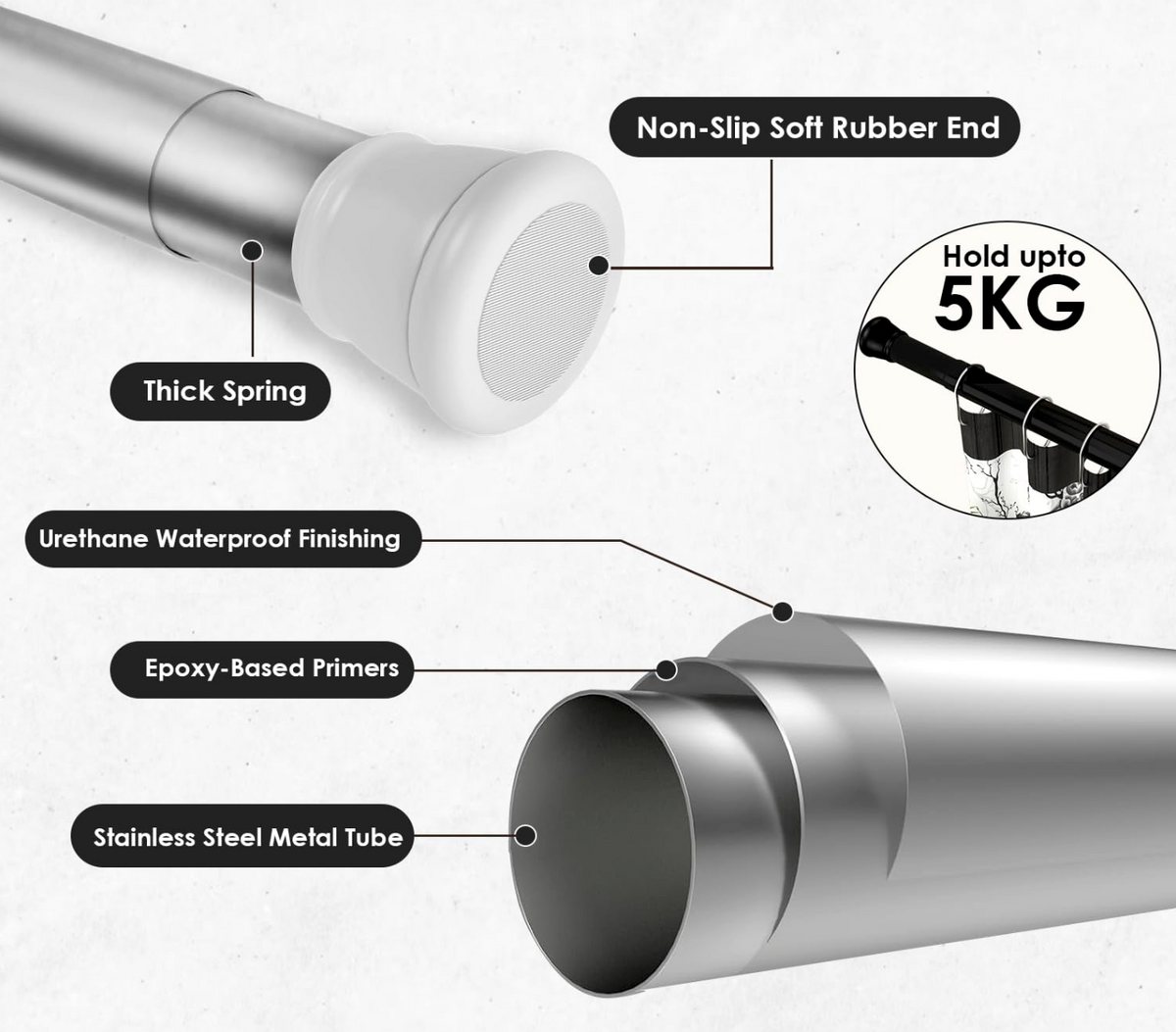 Drill-Free Adjustable Space-Saving Rod