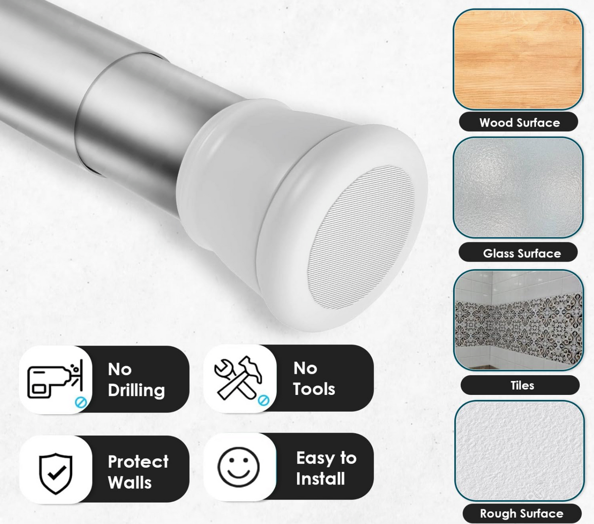 Drill-Free Adjustable Space-Saving Rod