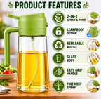 2-in-1 Oil Sprayer & Dispenser – Smart Oil Control for Mess-Free Cooking