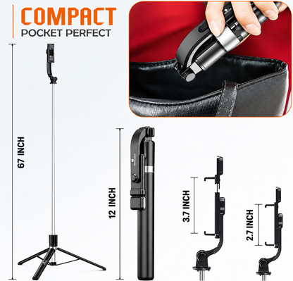 360° Selfie Stick with Tripod & Wireless Remote